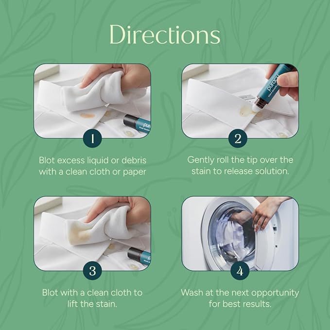 Puracy Stain Remover Pen Stain Stick, Natural Based Travel and Laundry Stain Cleaner for Clothes, Baby Essentials, Kids Stains, Oil and Fabric Spot Cleaner, Unscented (Pen, 3 pack)
