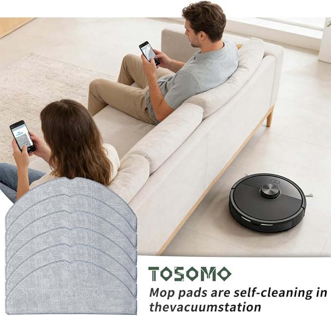 6 Pack Mop Pads for Roborock Q7 M5 / Q7 M5+ / Q7 L5 / Q7 L5+ Robot Vacuum Cleaner, Spin Cleaning Pads Replacement Parts Accessories(Not for Q7 / Q7 MAX / Q5 MAX)