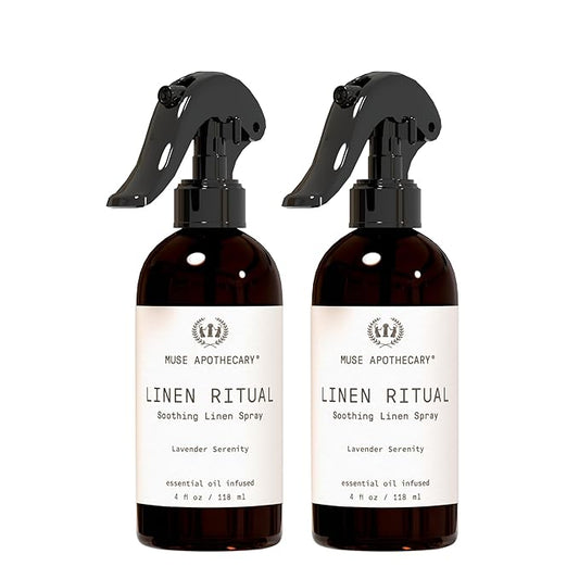 Muse Apothecary Linen Ritual - Aromatic, Soothing, and Relaxing Linen Spray for Bedding, Laundry and Fabric Spray Freshener - Infused with Aromatherapy Essential Oils - Lavender Serenity