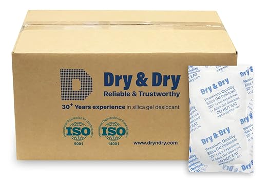 Dry & Dry 100 Gram [200 Packets] Silica Gel Packets Desiccants, Silica Packets - Rechargeable Moisture Absorbers for Food Storage, Electronics, 3D Filament & Safes