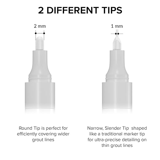 X-Protector Water Based Grout Marker - 2 PCS with 8 Tips, White
