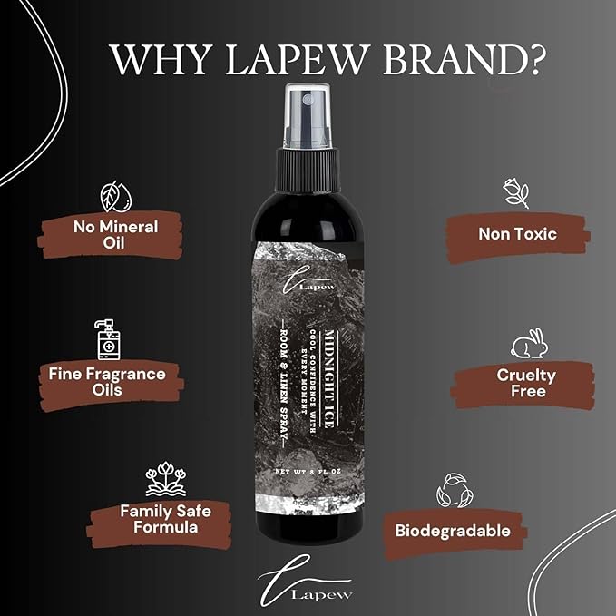 Lapew Room & Linen Spray | Fragrance Mist for Home, Car & Office | Fabric & Air Freshener | Neutralizing Mist | Made in USA | Midnight Ice