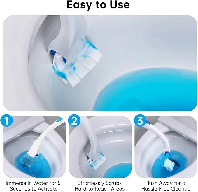 12 Pack Flushable Refills Compatible with Scrubbing Bubbles Toilet Bowl Brush, Disposable Cleaner Refills Pads for Scrubbing Bubbles Toilet Wand, Toilet Brush Refill Accessories (Only Pads)