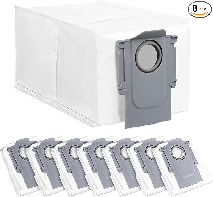 8 Pack Dust Bags for Roborock QV 35A/Saros 10/10R/Q Revo/Qrevo S/Qrevo Pro/Qrevo Plus/Qrevo Master/Qrevo Slim/Qrevo Curv/Qrevo Edge/S8 MaxV Ultra Robot Vacuum, 2.7L Large Capacity Replacement Dust Bag