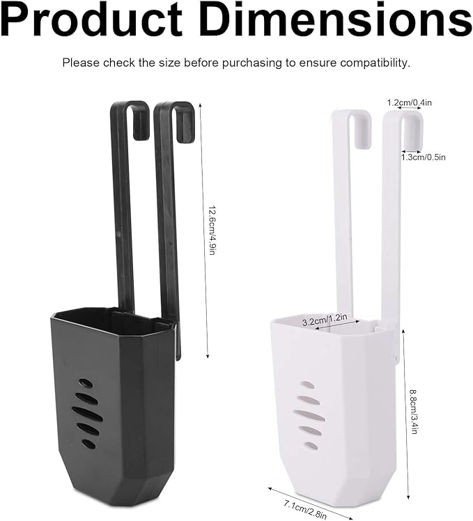 2pcs Toilet Bowl Cleaning Pods Holder, ABS Cleaning Pods Hanging Caddy Bracket with Hooks for Home Apartment Hotel & Workplace Bathrooms (Black+White)