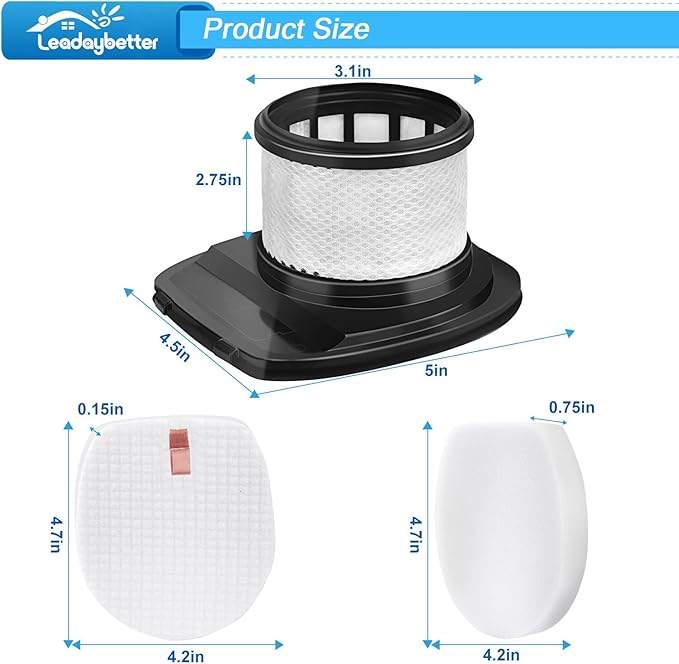 Leadaybetter IX141 Filter Replacement for Shark Rocket Pro IX140 IX141 IX142 IZ140 IZ140C IZ141C IZ142 UZ145 Cordless Stick Vacuum, 2 HEPA & 4 Foam & Felt Filters, Part # 617FJ140 & 616FJ140