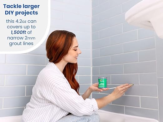 Grout Pen Grout Paint: Waterproof Tile Paint Grout Refresh Restorer for Floor, Kitchen & Bathroom Shower Tiles - Winter Grey - Can Size for Larger Projects - 125ml (4.2oz)