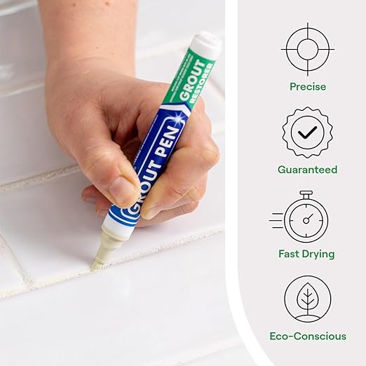 Grout Pen Ivory Tile Paint Marker: Waterproof Grout Paint, Tile Grout Colorant and Sealer Pen - Ivory, Narrow 5mm Tip (7mL) - 3 Pack