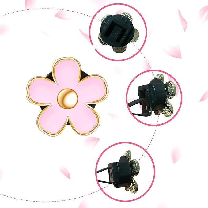 Daisy Air Vent Clips, 4 Pcs Cute Flower Car Air Conditioning Outlet Clip Car Air Freshener Clip Charm Car Inter Decor Accessories for Women (Pink)