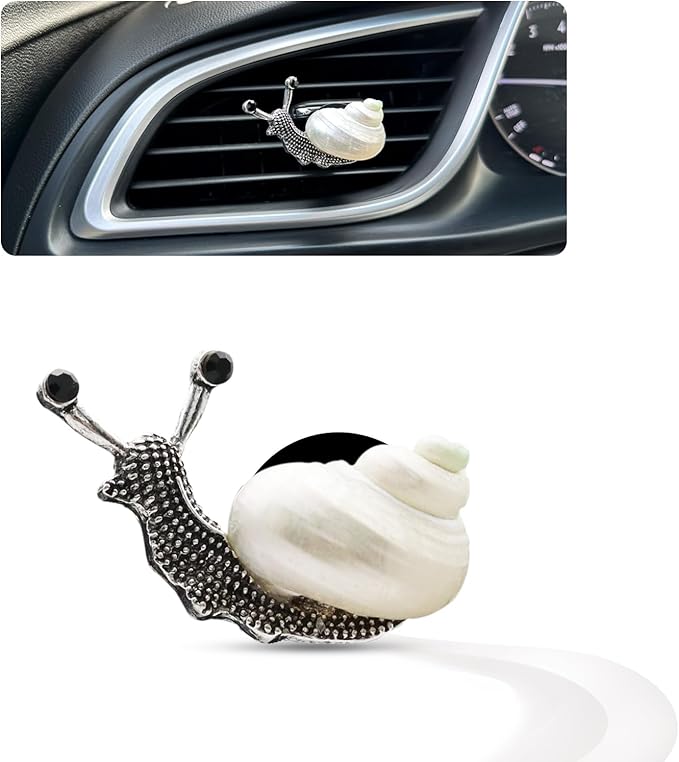 Snail Air Vent Clip Natural Conch Shell Made Car Air Freshener Outlet Clip Cute Animal Car Accessories for Women Refillable Car Diffusers Clips (Pearlescent)