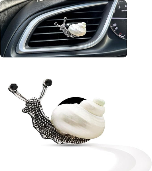 Snail Air Vent Clip Natural Conch Shell Made Car Air Freshener Outlet Clip Cute Animal Car Accessories for Women Refillable Car Diffusers Clips (Pearlescent)