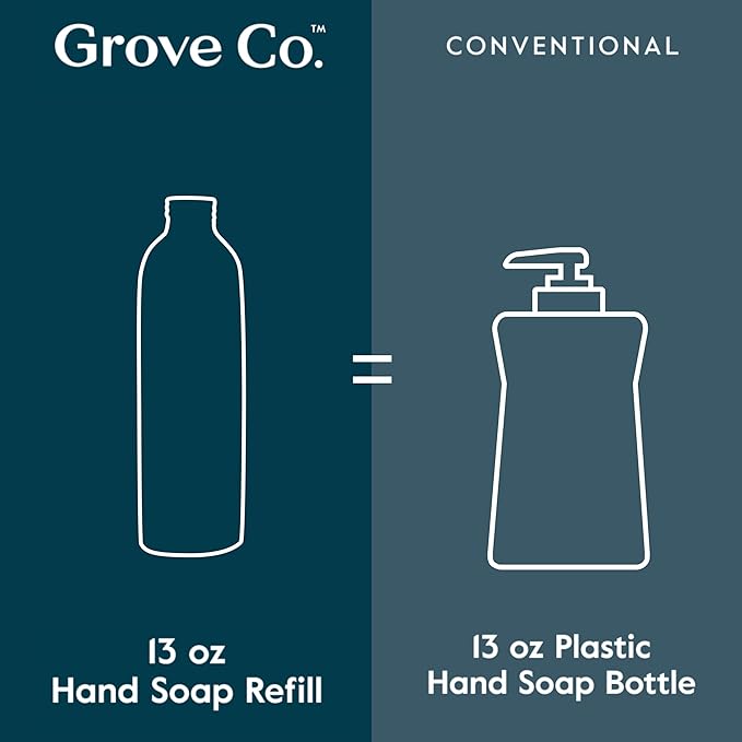 Grove Co. Hydrating Gel Hand Soap Refills (3 x 13 Fl Oz) Plastic-Free Liquid Hands Cleaner Refill Set, 100% Natural Lemon & Eucalyptus + Lavender & Thyme + Orange & Rosemary Fragrance