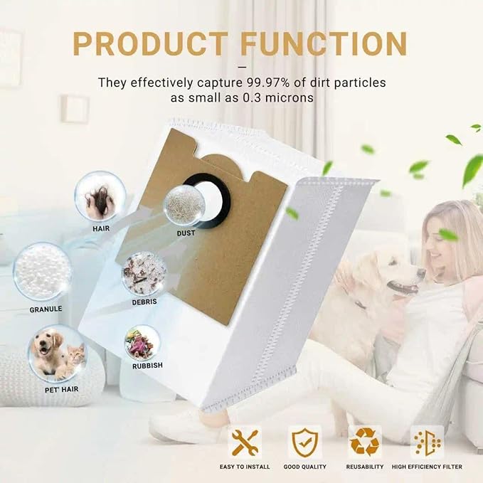 10 Pack Replacement Dust Bags for Lefant M2 Pro, M2S Pro,M2 Plus Robot Vacuum Cleaner Dust Bags