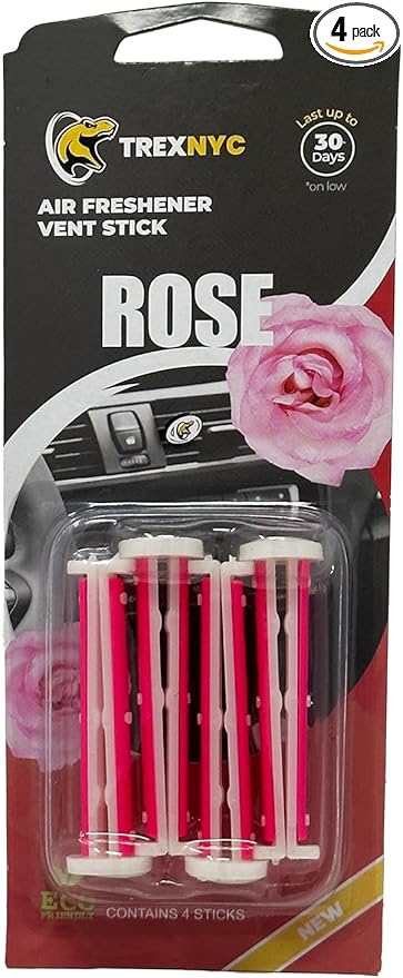 Car Air Fresheners Vent Sticks, Essential Car Odor Eliminator, For Long Lasting Fragrance up to 30 days (Rose, 1 Pack)