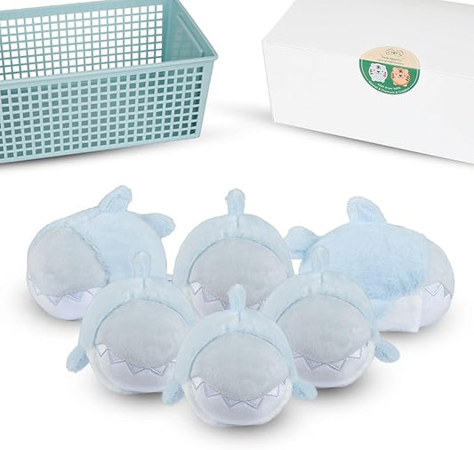 XL Size Wool Dryer Balls 6 Pack- Over 2000 Loads,Whale Shark Appearance,100% Pure New Zealand Wool,Hypoallergenic,Reduces Cloth Wrinkles, and Saves on Drying Time,Cute Pet Plush Toys