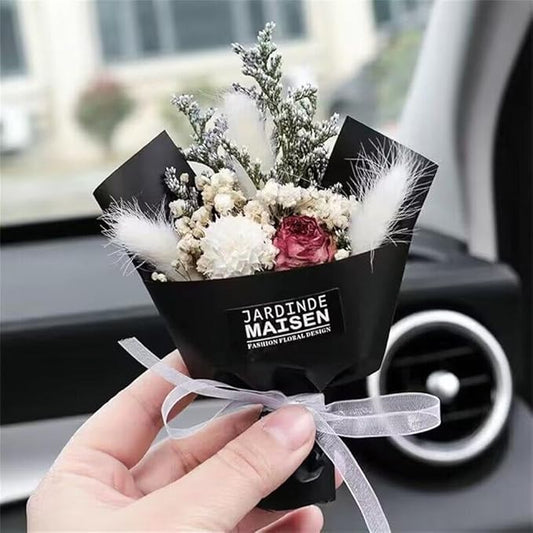 Cute Mini Dried Flowers Bouquet for Car Air Vent Clips, Small Bouquet Car Air Freshener Vent Clips,Mini Natural Dried Flower Bouquet Car,Car Essential Oil Diffuser Vent Clip,Auto Interior Accessories