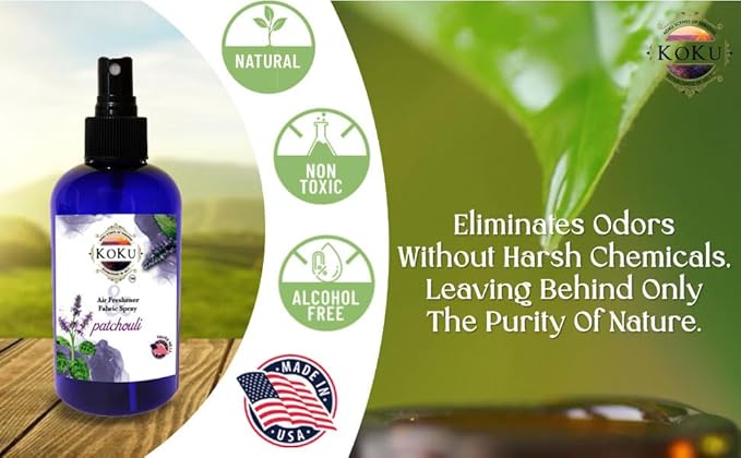 Patchouli Air Freshener - Room Spray - Odor Eliminator - Deodorizer - Car Air Freshener - Home Spray - Linen Spray - Fabric Refresher - Non-Toxic - Alcohol Free - Made in USA (8 Oz)