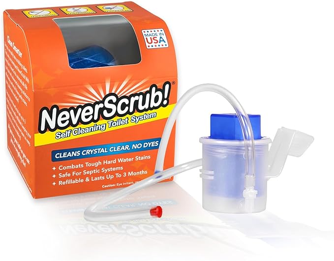 Self Cleaning Toilet System - Automatic Toilet Bowl Cleaner with Starter Cartridge, Lasts Up 3 Months Continuous Cleaning - Refillable Toilet Bowl Cleaner for Stains, Rings, and Odor