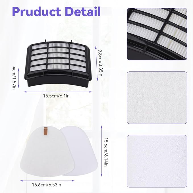 Vacuum Filters Replacement for Shark Navigator Lift-Away Vacuum NV350,NV351,NV352,NV355,NV360,NV370, UV440,UV490,UV540 vacuum,2 HEPA Filter, 4 Foam & 4 Faux Felt Filters - Replacement XFF350 XHF350