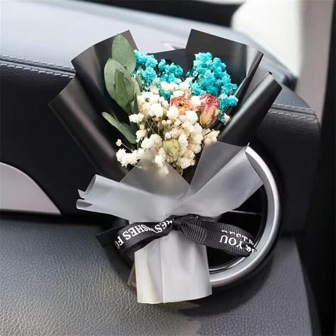 Cute Mini Dried Flowers Bouquet for Car Air Vent Clips, Small Bouquet Car Air Freshener Vent Clips,Mini Natural Dried Flower Bouquet Car,Car Essential Oil Diffuser Vent Clip,Auto Interior Accessories