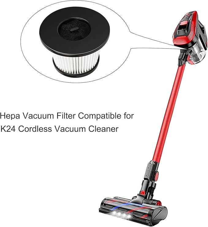 VideoPUP 6pcs Replacement HEPA Filter Washable Resuable Vacuum Dust Filters Compatible with MOOSOO K24 Cordless Vacuum