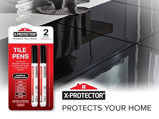 X-Protector Water Based Grout Marker - 2 PCS with 8 Tips, Black