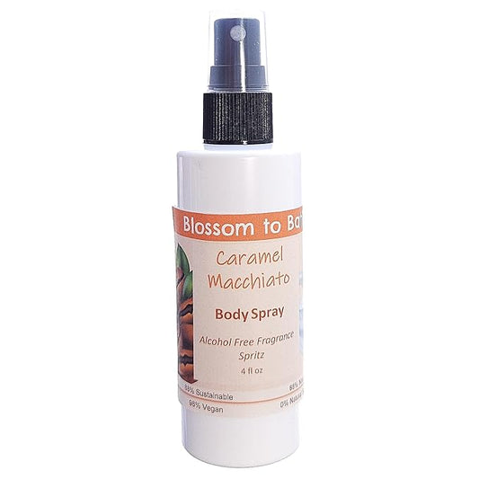 Blossom to Bath Caramel Macchiato Body Spray (4 Ounce) - Phthalate Free Fragrance - Energizes Skin with a Vanilla And Warm, Rich Caramel Scent
