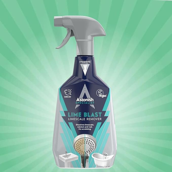 Astonish Specialist Ultimate Limescale Remover Cool Eucalyptus - No Scrub Cleaner Tackles Hard Water, Limescale, Rust & Calcium - Cruelty Free Bathroom & Kitchen Cleaning Solution, 750ml Spray Bottle