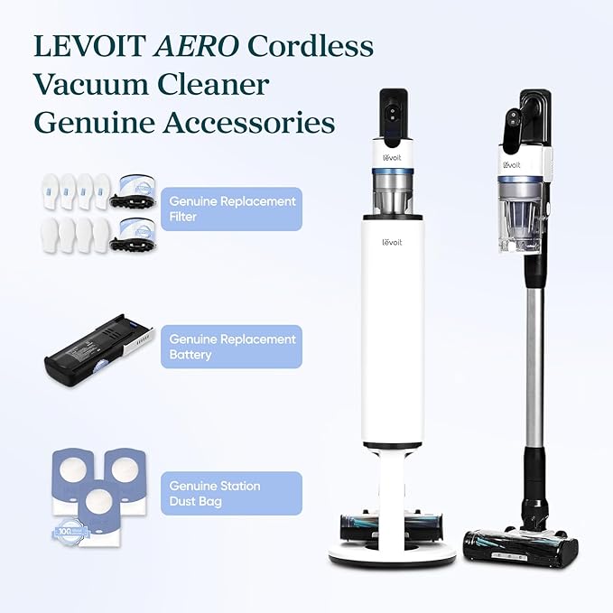 Levoit AERO Vacuum Cleaner Replacement Filter Set, 4 Pre-Motor Filters, 2 HEPA Filters, 4 Station Filters, White