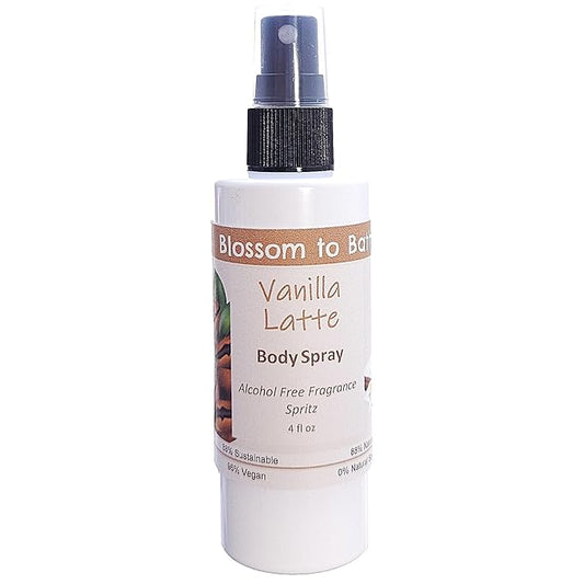 Blossom to Bath Vanilla Latte Body Spray (4 Ounce) - Phthalate Free Fragrance - Energizes Skin with a Deep Vanilla Scent