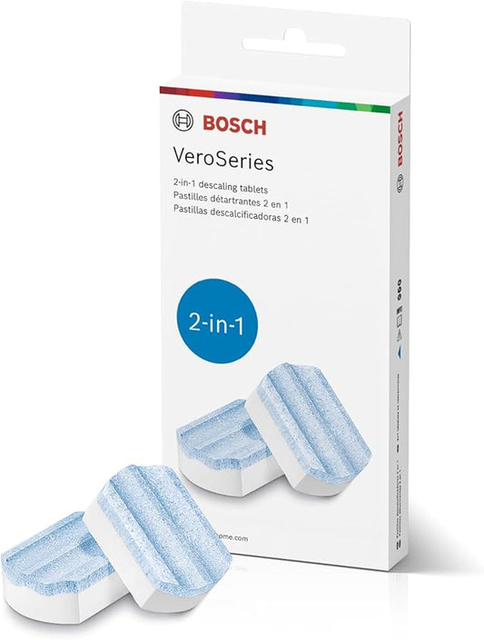 Bosch Descaling Tablets for VeroCafe Espresso Machines - 2-in-1 Descaler and Cleaner, Removes Limescale, Corrosion Buildup - Accessory for VeroCafe, 3 Tabs - TCZ8002US