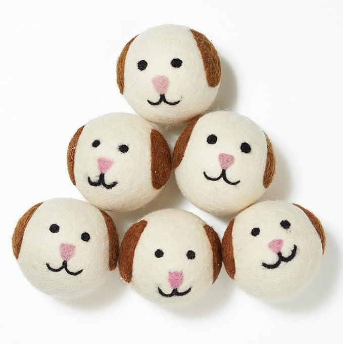 Upcycled Oversized New Zealand Wool Dryer Ball Set Earth Design, Handmade Fair Trade Eco Friendly Reusable Wool Dryer Balls for Faster Drying and Softening