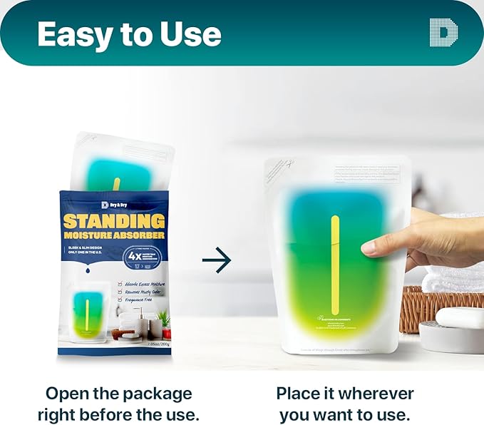 Dry & Dry [16 Packs Standing Moisture Absorbers to Control Excess Moisture for Basement, Closets, Bathrooms, Laundry Rooms - Moisture Absorbers Moisture Absorber