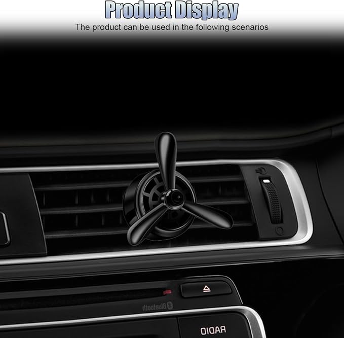 Car Air Condition Outlet Clip, Stylish Propeller Dashboard Air Vent Trim Clips, Air-Driven Diffuser, Creative Automotive Interior Decoration Accessories for Women Men (Black, 1PC)
