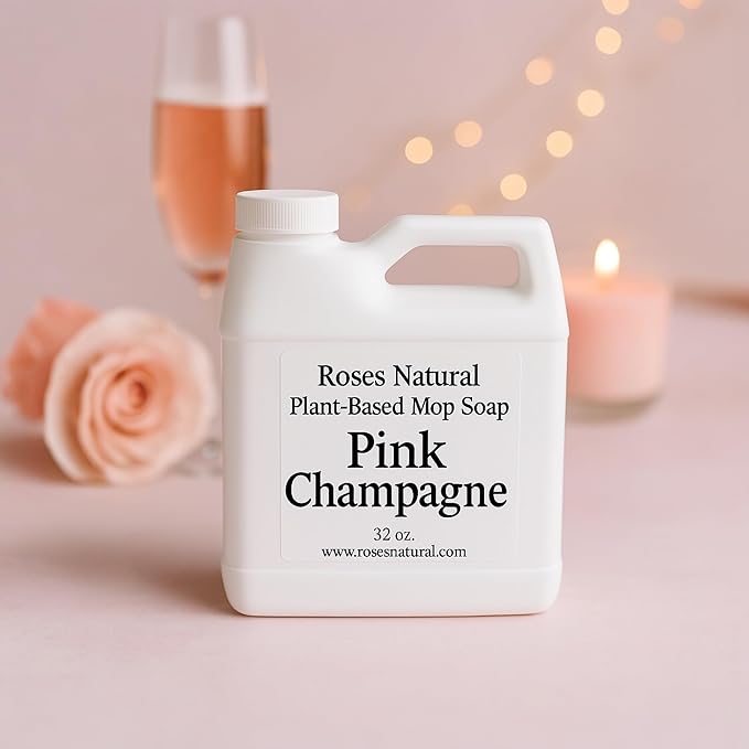 Plant-Based Floor Cleaner Mop Soap – 32 oz | Streak-Free, Highly Scented, Concentrated Mop Solution for Tile, Vinyl, Hardwood & Sealed Floors | Non-Toxic, Eco-Friendly (Pink Champagne)