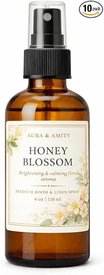 Aura & Amity Premium Room & Linen Spray – Handmade Luxury Fabric & Home Fragrance Mist, Long-Lasting, Made in USA (Honey Blossom)