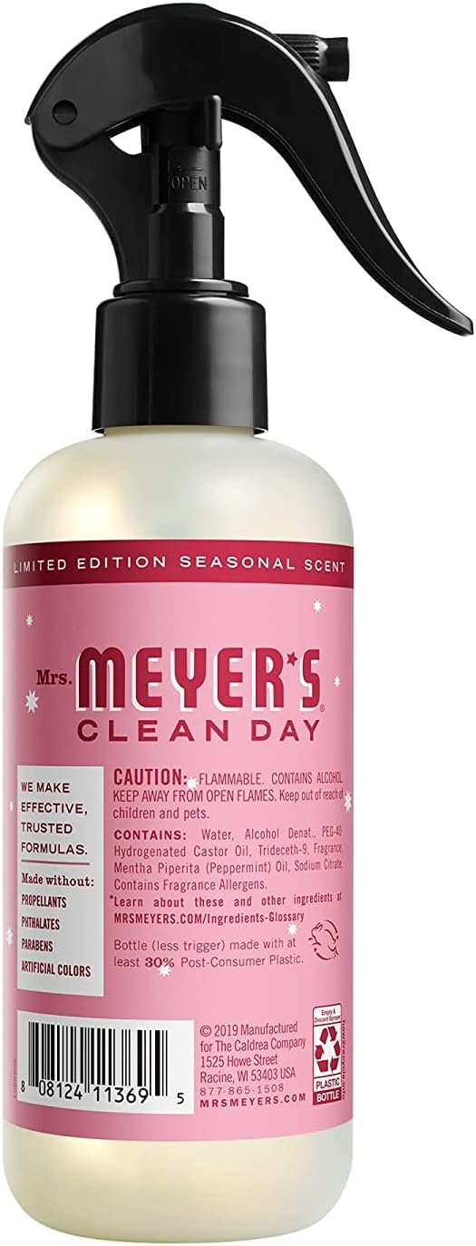 Mrs. Meyer's Room and Air Freshener Spray, Non-Aerosol Spray Bottle Infused with Essential Oils, Peppermint 8 Fl Oz (Pack of 2)