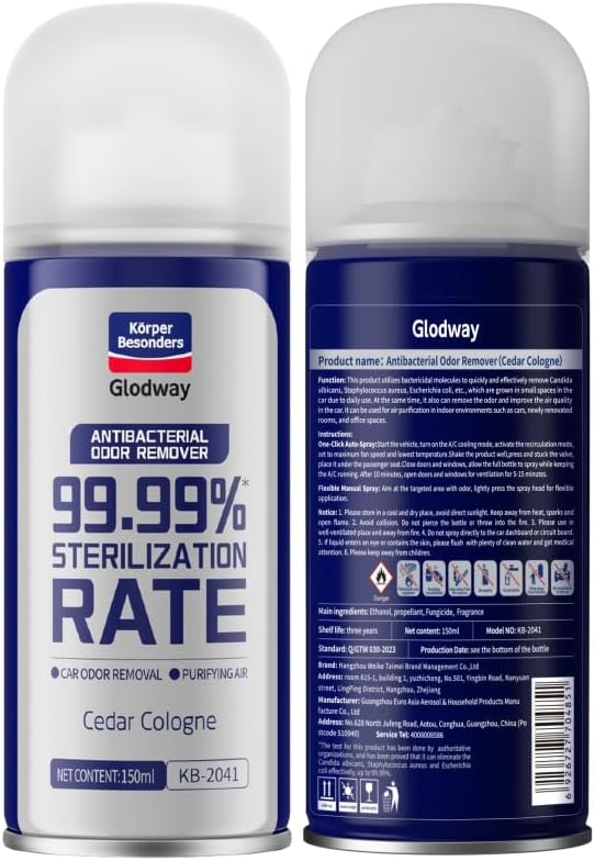 Glodway Air Fresheners,Odor Eliminator Remover Spray,Cedar Cologne Scent For Home,Couch,Mattress,Furniture, bathroom,Fabrics & Trash,6 Ounce,4 Count