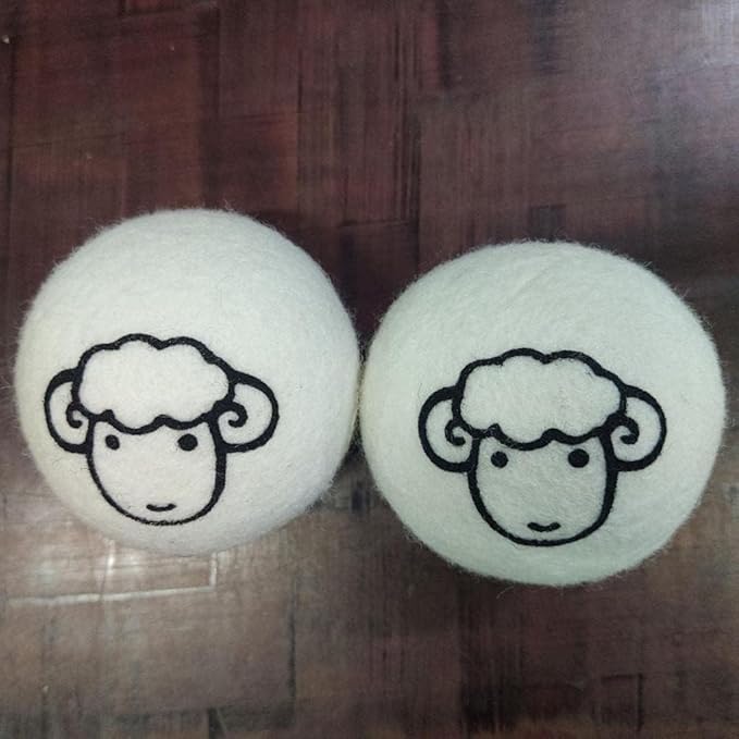 Wool Dryer Balls, White, Anti-Static Laundry Balls for Clothes Drying, 2 Pack