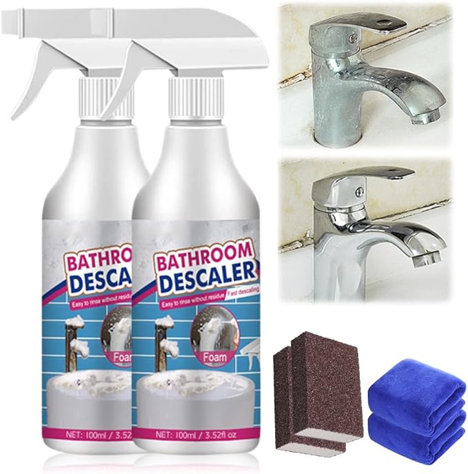 Bathroom Descaler Cleaner, 2026 New Multipurpose Stubborn Stains Cleaner, Bathroom Descaler Cleaners, Bathrooms Cleaning Foam Spray for Kitchen Bath Sink Glass (2)
