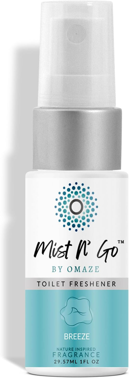 Mist N??Go by Omaze Travel Bathroom Spray for Toilet Spray Odor Eliminator - Travel Toilet Spray for Bathroom Air Freshener Spray for Bathroom Deodorizer - Breeze Travel Size (1oz x1)