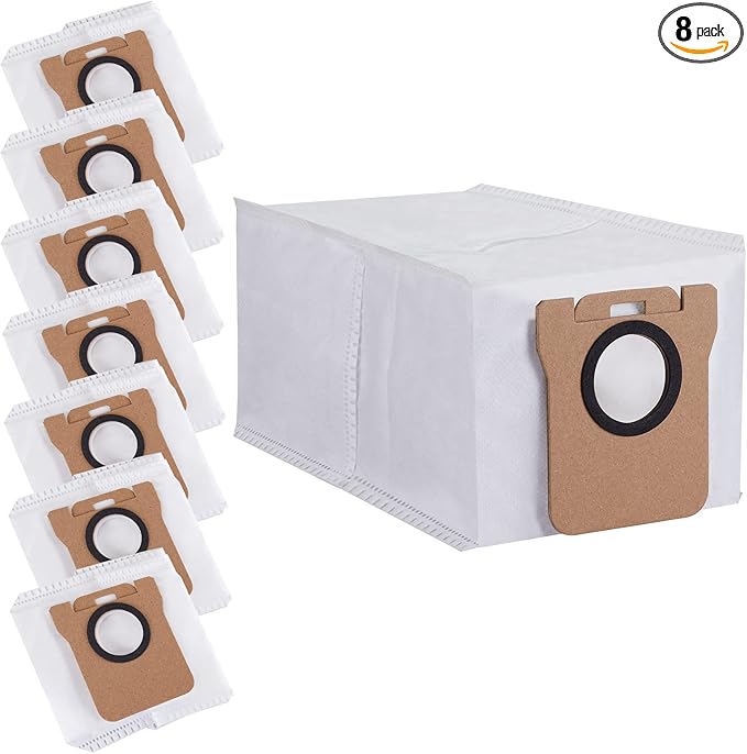 8 Pack Dust Bag for Dreametech L10s Ultra / L10s Plus / L10 Ultra / L20 Ultra Robot Vacuum Self-Emptying Base, 3L Large Capacity Auto-Seal Replacement Bag Accessories Set