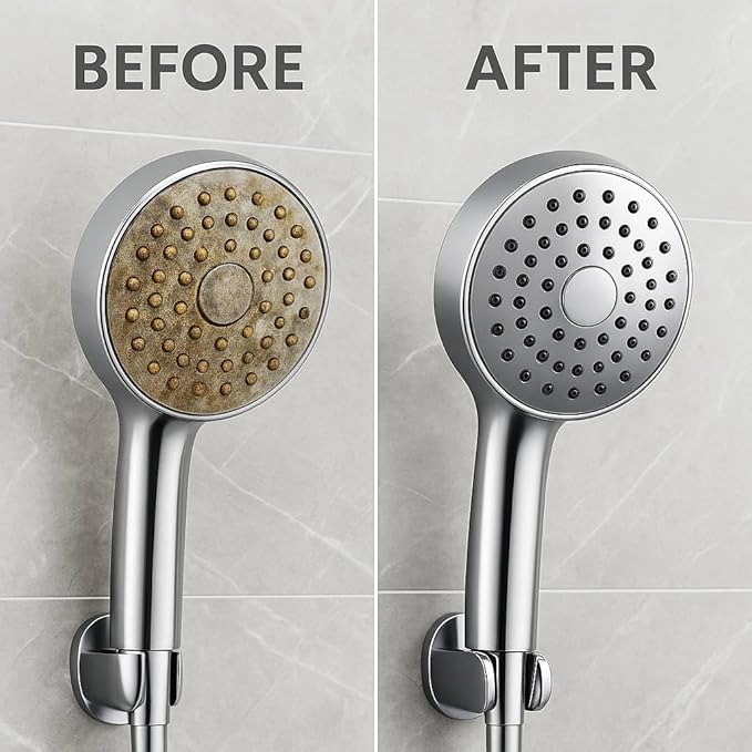 Shower Head Descaling Kit – Cleaner for Shower Heads Only – Removes Limescale, Calcium & Hard Water Deposits – Eco-Friendly Vinegar & Citric Acid Formula with Tools – Made in USA