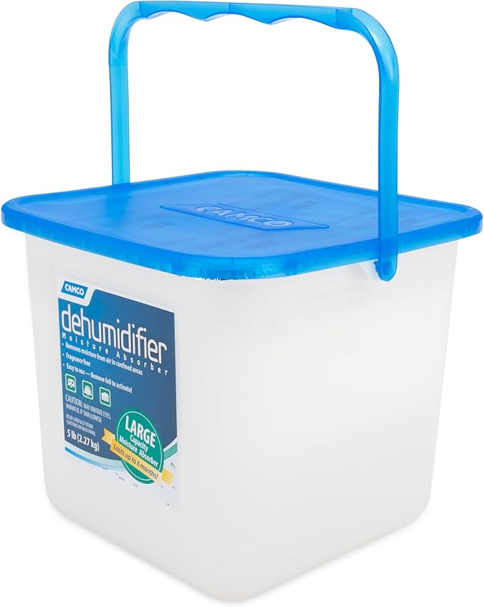 Camco Moisture Absorber Bucket - Features Fast-Acting Moisture-Absorbing Agent - No-Fragrance Beads – Use with RV Storage, Camper Organization & More (44282)