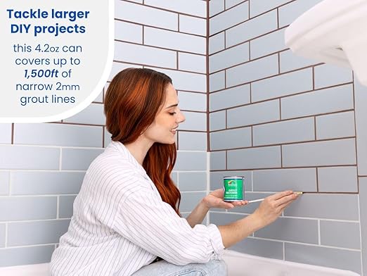 Grout Pen Brown Grout Paint: Waterproof Tile Paint Grout Refresh Restorer for Floor, Kitchen & Bathroom Shower Tiles - Brown - Can Size for Larger Projects - 125ml (4.2oz)