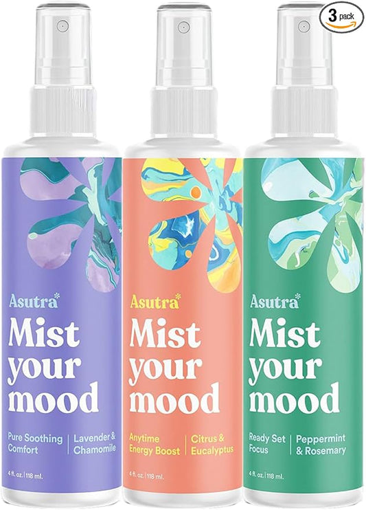 Multi-Use Essential Oil Aromatherapy Spray (3 Scent Variety Pack), 4 fl oz Each