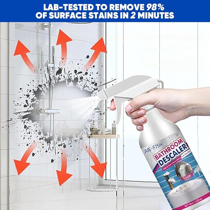 Bathroom Descaler Foam Cleaner, All-In-One Powerful Cleaner Spray, Strong Shower, Bathtub, Glass, Faucet, Tile, and Toilet Cleaner for Stubborn Stains & Limescale Removal (1)