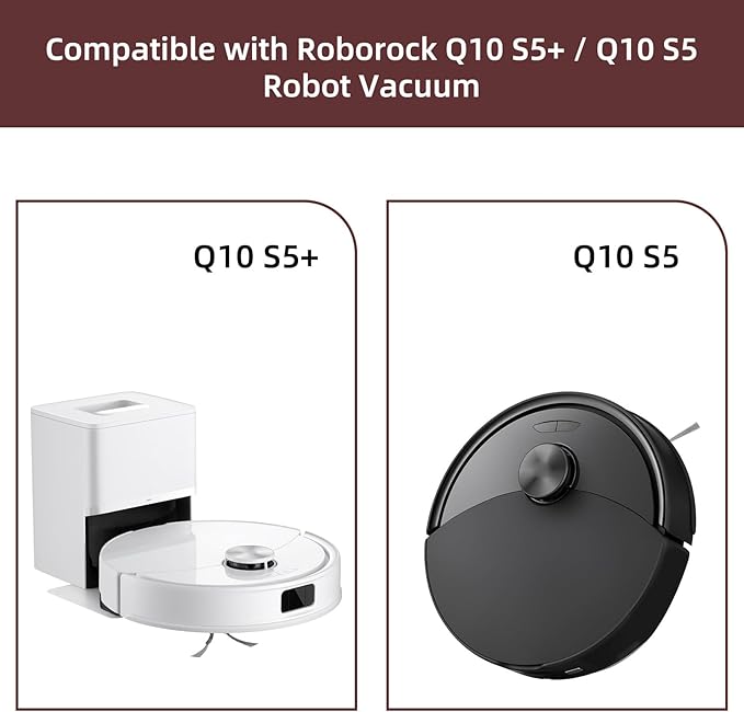VIEWALL Q10S5 Accessories Replacement Kit for Roborock Q10 S5 / Q10 S5+ Plus Robot Vacuum, 1 Main Brushes, 4 Mop Pads, 4 Side Brushes, 4 HEPA Filters, 4 Dust Bags, 1 Cleaning Tool, 1 Screwdriver