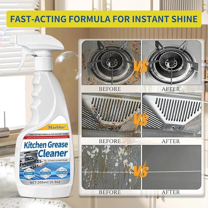 16.9 Fl Oz Heavy Duty Kitchen Cleaner Spray - All-Purpose Degreaser for Tough Grease, Grime & Stubborn Stains on Pots, Pans, Countertops, Ovens & Appliances | Fragrance-Free