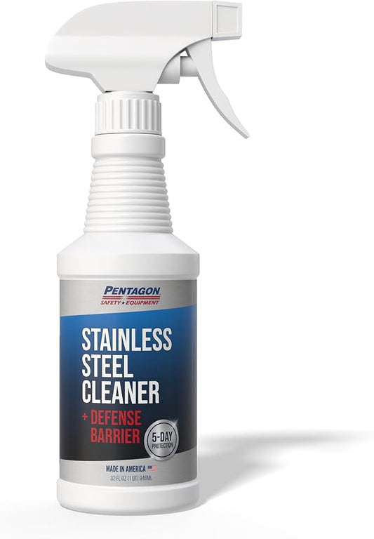 PENTAGON SAFETY EQUIPMENT Stainless Steel Cleaner (32oz) ??Non-Toxic, Streak-Free & Alcohol-Free | 5 Day Protection | Removes Fingerprints | Made in USA